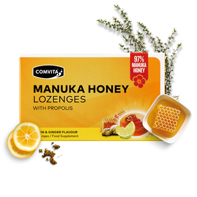 Dropsuri cu miere de Manuka UMF10, ghimbir si propolis, 8 buc, Comvita