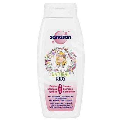 Sampon si balsam, pentru fetite, 3 in 1, 250 ml, Sanosan