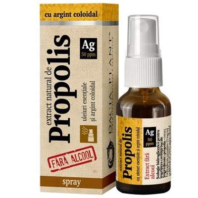 Extract natural de propolis cu argint coloidal spray, 20 ml, Dacia Plant