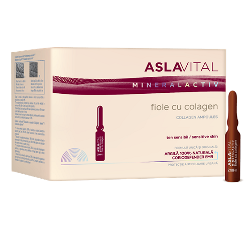 Fiole antirid cu colagen MineralActiv AslaVital, 10 x 2 ml, Farmec