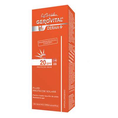 Fluid protectie solara SPF 20 Gerovital H3 Derma+, 150 ml, Farmec