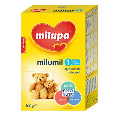 Formula lapte de inceput Milumil 1, Gr. 0-6 luni, 300 g, Milupa