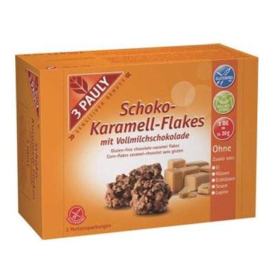 Fulgi crocanti Bio de ciocolata si caramel fara gluten 3Pauly, 145 g, Haus Rabenhorst