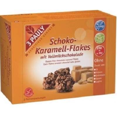 Fulgi crocanti de ciocolata si caramel, fara gluten, 3 Pauly, 145 g, Haus Rabenhorst