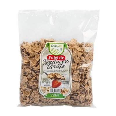 Fulgi de grau cu tarate, 300 g, Sanovita