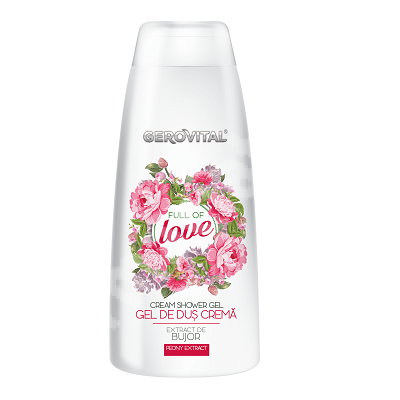 Gel de dus cu crema de bujor, Full of Love Gerovital, 250 ml, Farmec