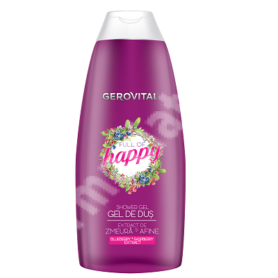 Gel de dus cu extract de zmeura si afine, Full of Happy Gerovital, 250 ml, Farmec