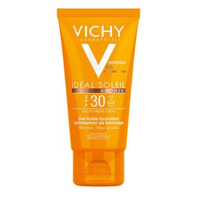 Gel-fluid hidratant intensificator al bronzului pentru fata SPF 30 Ideal Soleil, 50 ml, Vichy