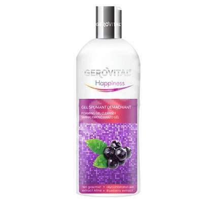 Gel spumant demachiant cu extract de afine ten mixt-gras Gerovital Happiness, 200 ml, Farmec