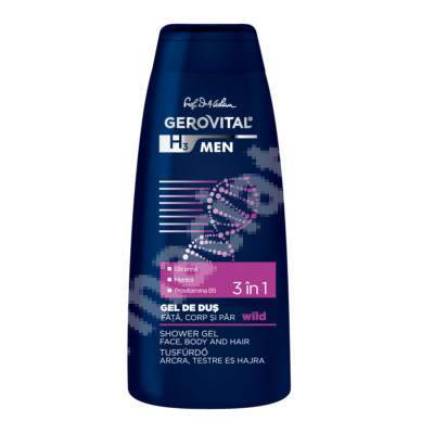 Gel de dus H3 3 in 1 Wild, barbati, 400 ml, Gerovital