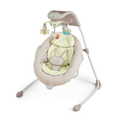 Leagan si balansoar cu conectare la priza InLighten Cradling Swing Seneca, 60347, Bright Starts