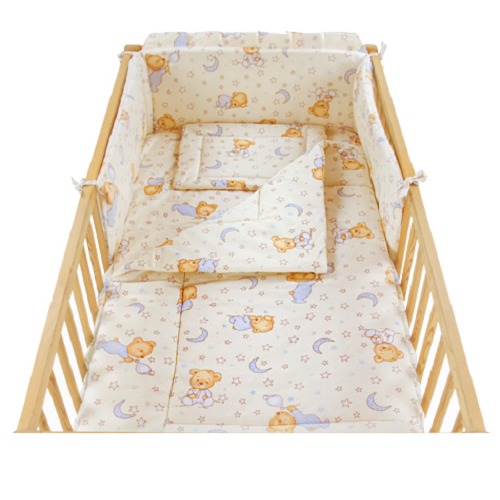 Lenjerie de pat 4 piese Crem Teddy Stelute, 140 x 70 cm, My Kids