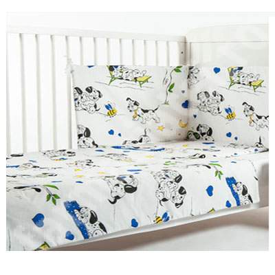 Lenjerie patut alb 101 Dalmatieni, 3 piese, 140x90 cm, BebeDeco  