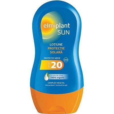 Lotiune protectie solara cu unt de Shea Organic SPF 20 Sun, 200 ml, Elmiplant