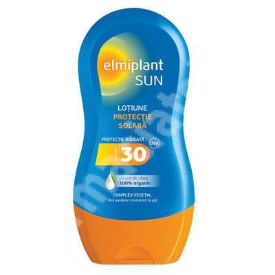 Lotiune pentru protectie solara cu unt de shea, SPF 30, Sun, 200 ml, Elmiplant