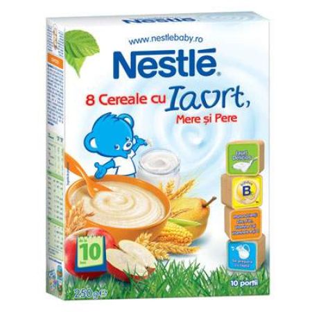 8 Cereale cu iaurt, mere si pere, +10 luni, 250 g, Nestle