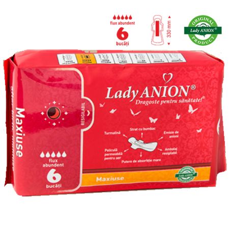 Absorbante Lady Anion, MaxiUse, 6 buc, AnionCare