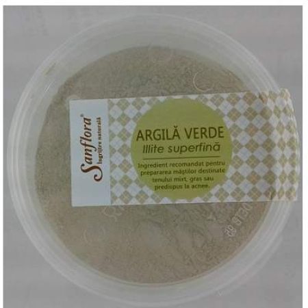 Argila verde Illite superfina, 200g, Sanflora