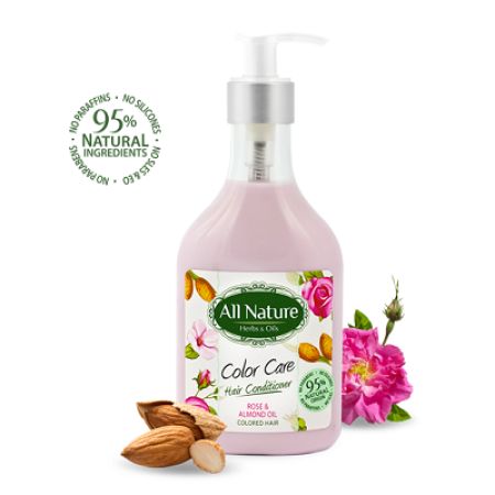 Balsam de par cu trandafiri si ulei de migdale, 265 ml, All Nature