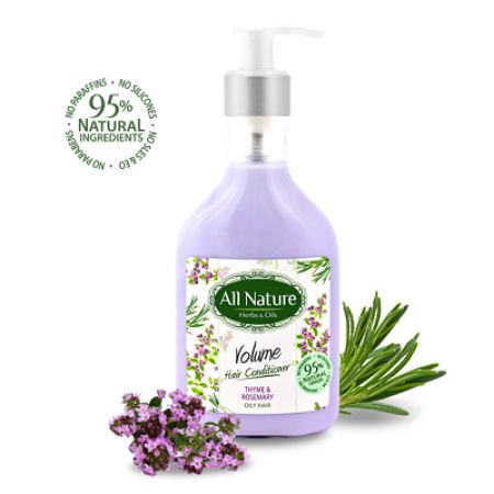 Balsam de par pentru volum cu cimbru si rozmarin, 265 ml, All Nature 