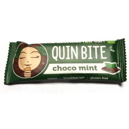 Baton cu ciocolata si menta, raw, 30g, Quin Bite