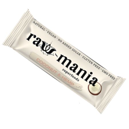 Baton cu cocos si canepa, 45g, Raw Mania