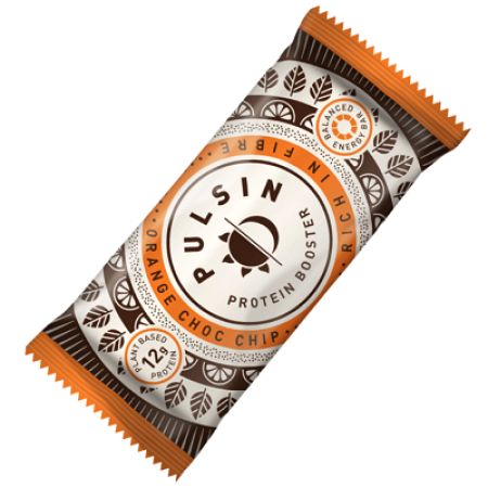 Baton proteic cu portocala si chipsuri de ciocolata, 50 g, Pulsin