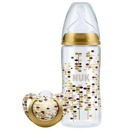 Biberon First Choice Gold si suzeta Cadou, 0-6 luni, 300ml, Nuk