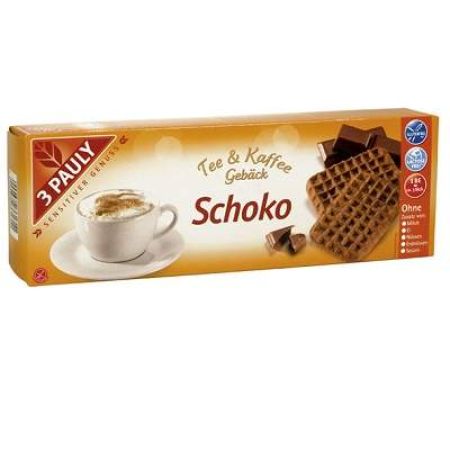 Biscuitei pentru ceai si cafea cu ciocolata, fara gluten si lactoza, 3 Pauly, 125 g, Haus Rabenhorst