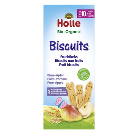 Biscuiti Bio cu pere si mere, +10 luni, 125 g, Holle Baby Food