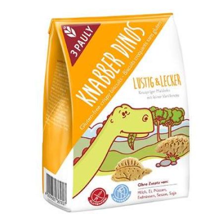 Biscuiti fara gluten Knabber Dinos 3Pauly, 100 g, Haus Rabenhorst