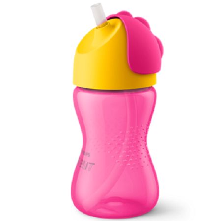 Cana cu pai flexibil Philips Avent, +12 luni, roz, 300 ml, SCF798/02, Philips