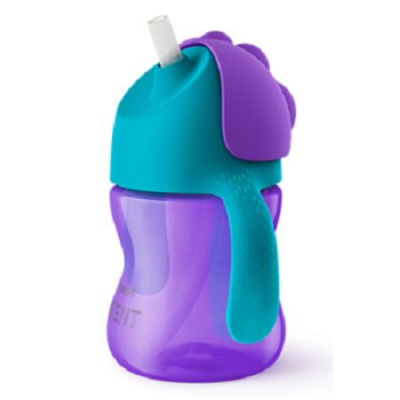 Cana cu pai flexibil Philips Avent, +9 luni, mov, 200 ml, SCF796/02, Philips