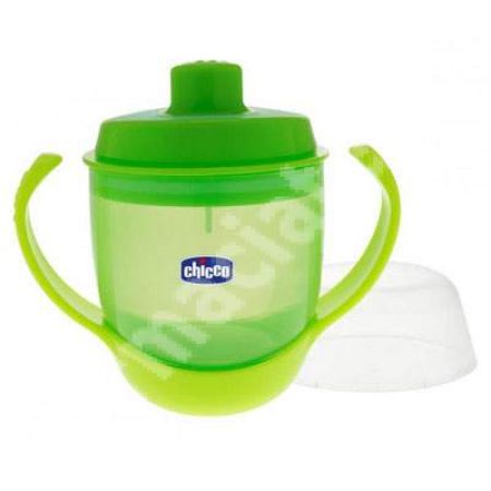 Canuta ergonomica cu manere, Green, +12 luni, 06824.50-7, Chicco