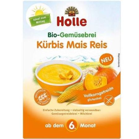 Cereale Bio din dovleac, porumb si orez, +6 luni, 175gr, Holle Baby Food