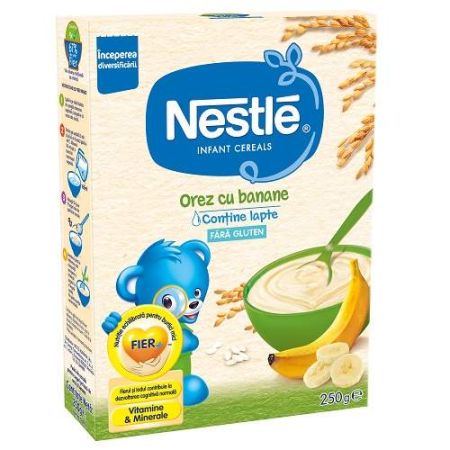 Cereale cu orez si banane, 6 luni, 250g, Nestle