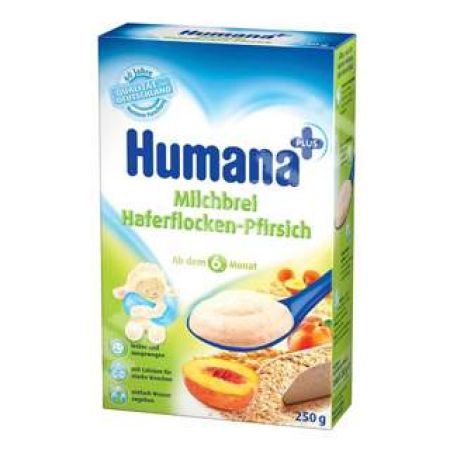 Cereale fulgi de ovaz si piersici, Gr. 6 luni, 250 g, Humana