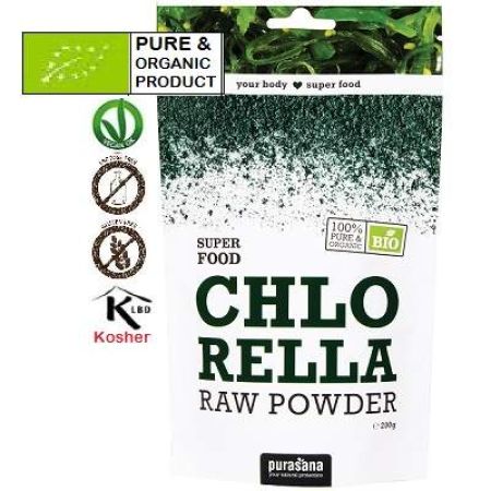 Chlorella Bio pulbere, 200 g, Purasana