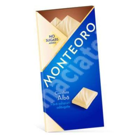 Ciocolata alba fara zahar adaugat, 90 g, Monteoro