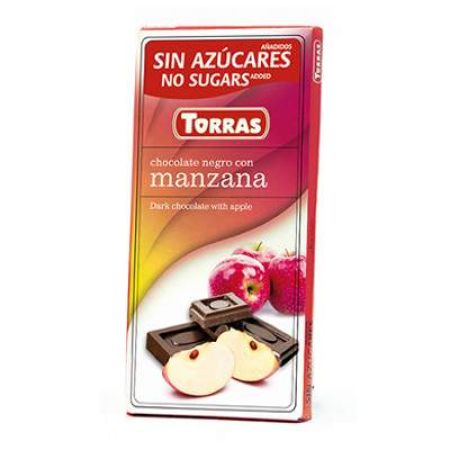 Ciocolata neagra cu mere fara zaha, 75 g, Torras