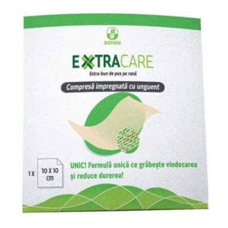 Compresa impregnata cu unguent pentru plagi Extracare, 10x10 cm, Biofarm