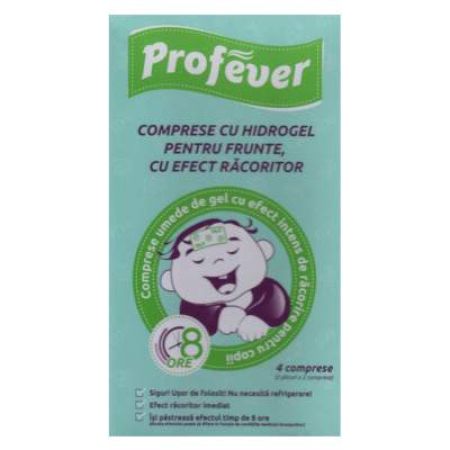 Comprese cu hidrogel pentru frunte cu efect racoritor Profever, 4 bucati, Labottach