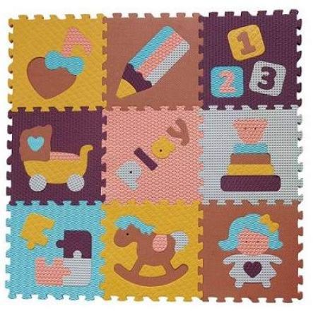 Covoras Puzzle Lumea Jucariilor, 92x92cm, BabyGreat