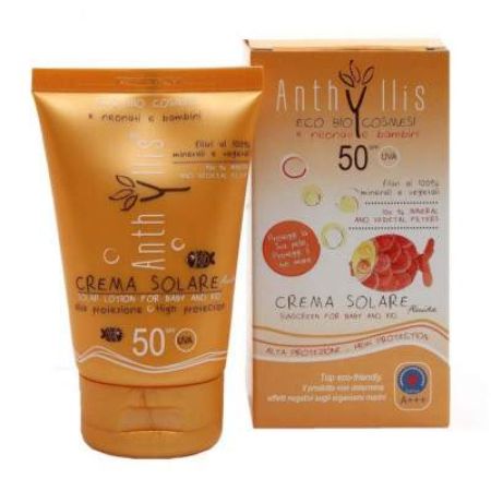 Crema fluida Eco Bio protectie solara pentru bebe si copii SPF50, 100 ml, Baby Anthyllis