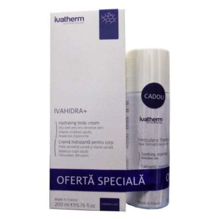 Crema hidratanta pentru corp Ivahidra, 200 ml + Cadou Apa Termala, 100 ml, Ivatherm