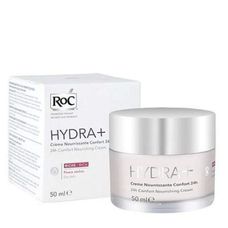 Crema nutritiva pentru ten uscat confort 24H Hydra+, 50 ml, Roc