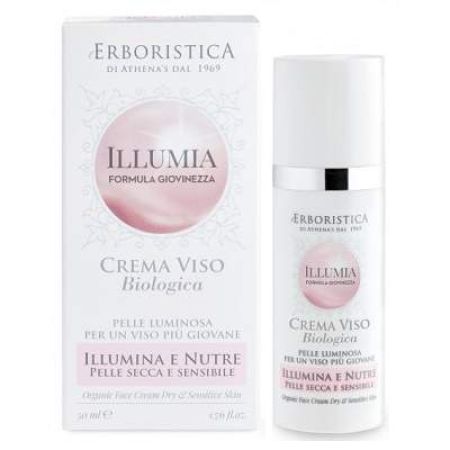 Crema organica de fata pentru ten uscat si sensibil Illumia, 50ml, L'Erboristica