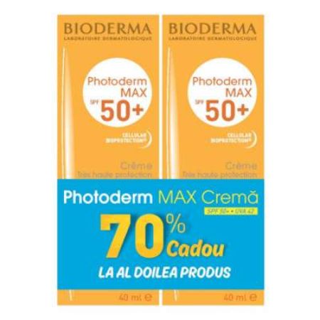 Crema Photoderm MAX 50+, 2x40 ml, Bioderma (70% Cadou la al 2-lea produs)