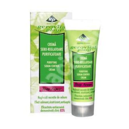 Crema sebo-reglatoare purificatoare Gerovital Plant Stop Acnee, 50 ml, Farmec