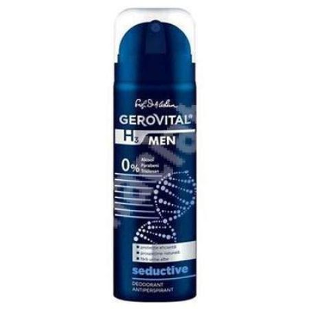 Deodorant antiperspirant, Gerovital H3 Men Seductive, 150 ml, Farmec